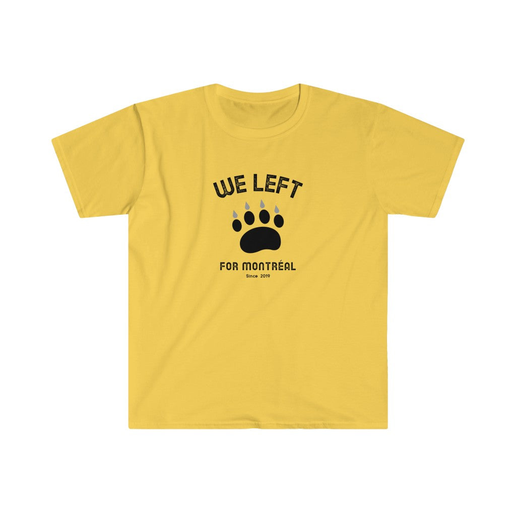 T-shirt manches courtes pour homme We left for Montreal patte d'ours - Yellow