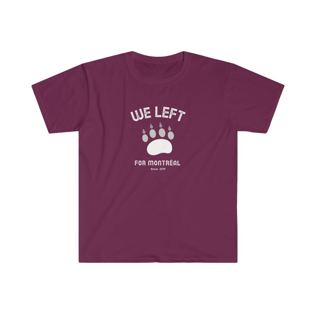 T-shirt manches courtes pour homme We left for Montreal patte d'ours - Maroon