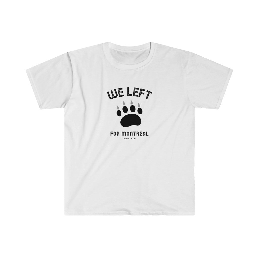T-shirt manches courtes pour homme We left for Montreal patte d'ours - Blanc