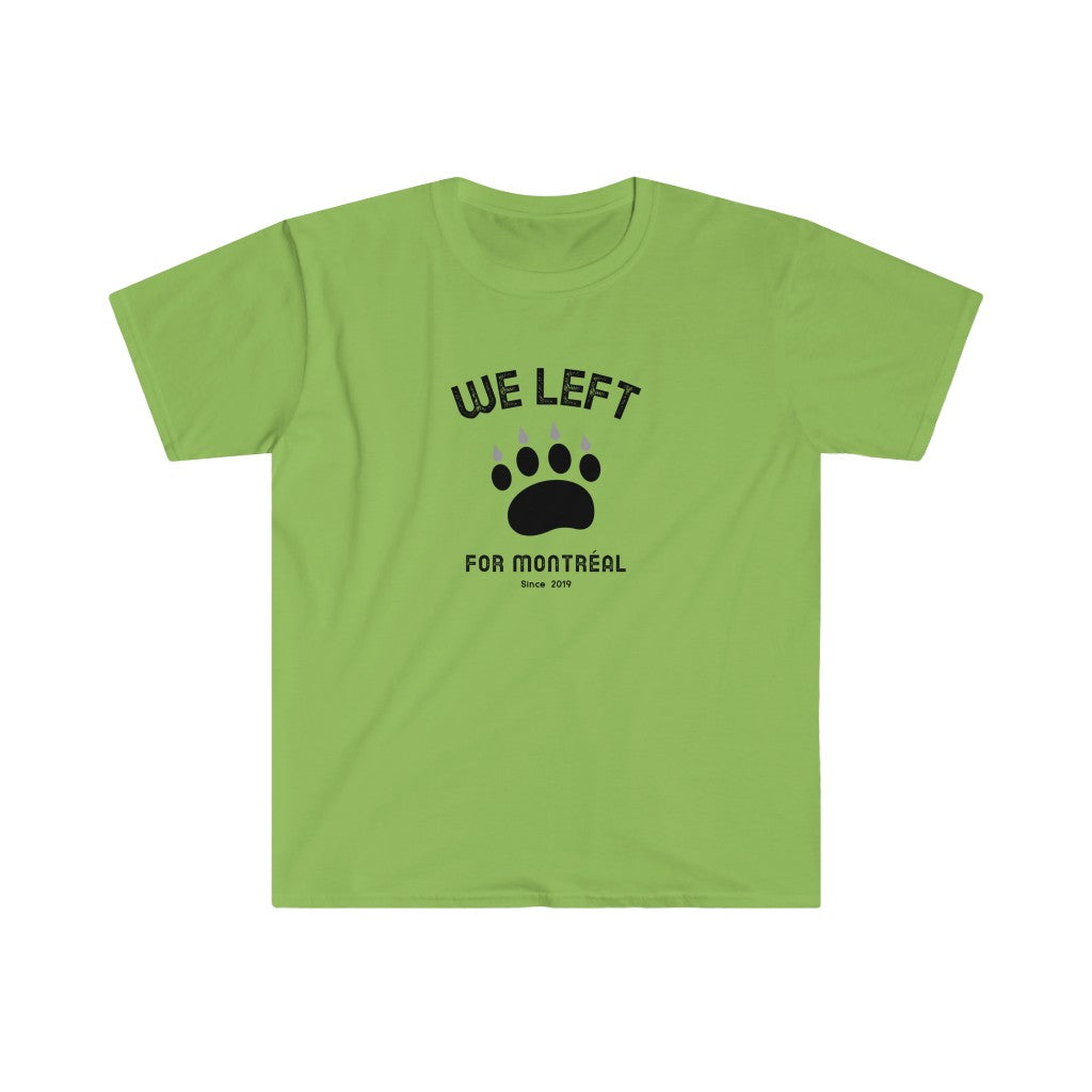T-shirt manches courtes pour homme We left for Montreal patte d'ours - Lime